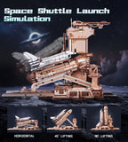 ROKR Space Shuttle 3D Wooden Puzzle Moving Rocket Launch Tower with Lights Mechanical Building Set STEM Project for Adults Teens