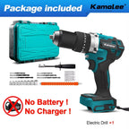 Kamolee 650N.m High Torque Brushless Electric Impact Drill 3-in-1 18V-21V Battery 13mm Handheld Cordless Screwdriver Tool Set