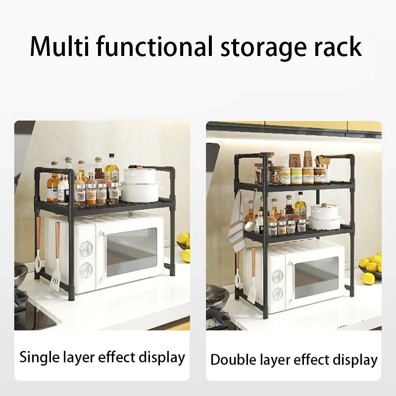 1 Kitchen Microwave Storage Rack, Saving Storage Area for Kitchen Countertops, Utensil Storage Shelves, and Kitchen Accessories