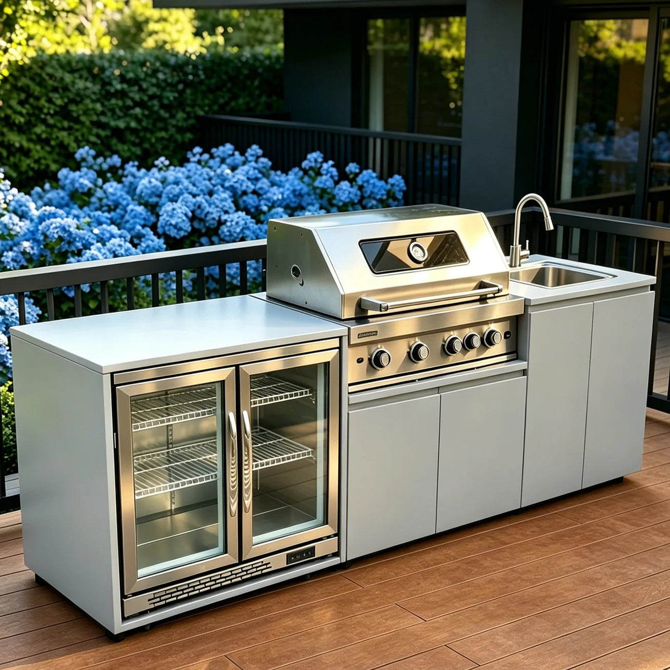 Mobile Kitchen On Wheels With Sink, Practical Unit,Ideal Decor & Accessories For Backyard,Garden Patio Daily Use & Entertainment
