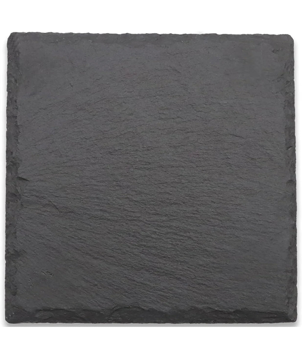8pcs Engraving Blank Square Slate Stone Coasters 4in Black Drinks Coasters with Bottom and Holder Wedding Anniversary Party Gift