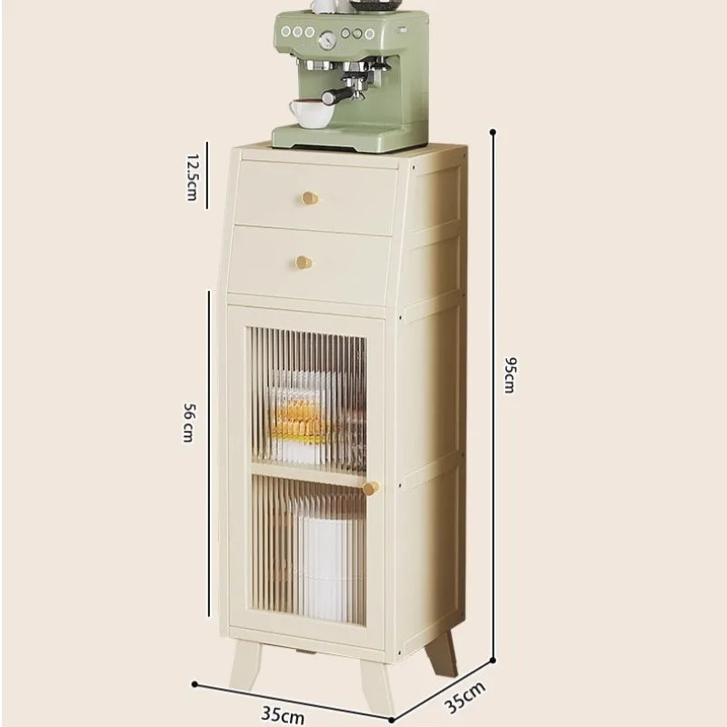 Compact Wall-Mounted Kitchen Side Cabinet Coffee Machine Storage Rack Small Cupboard for Space-Saving Organization