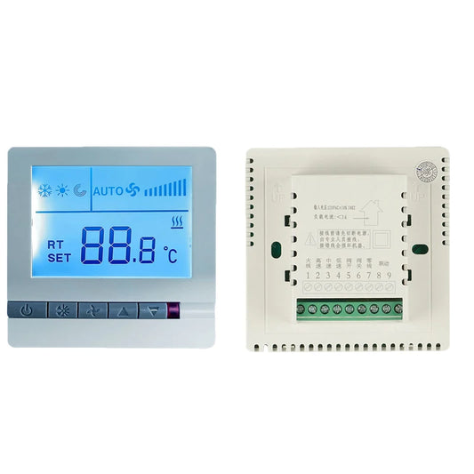 Air Conditioning Panel Switch Digital Thermostat Cooling Heating Ventilation Function Hotel Temperature Controller Thermostat