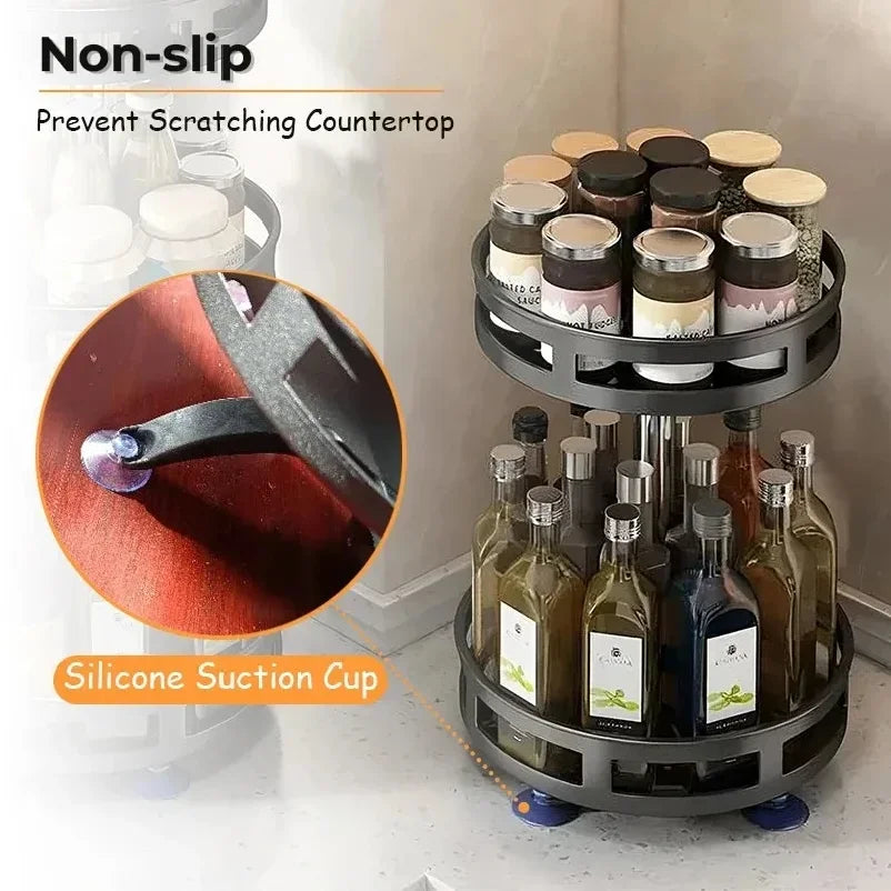 Rotatable Kitchen Storage Rack kitchen Accessories Spice Storage Rack Clean Storage 360 Degrees Rotatable Organizer Turntable