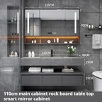 Light Luxury Panel Intelligent Bathroom Cabinet Meuble Rock Salle De Bain Wood Washbasin Double Basin Bathroom Cabinet Home