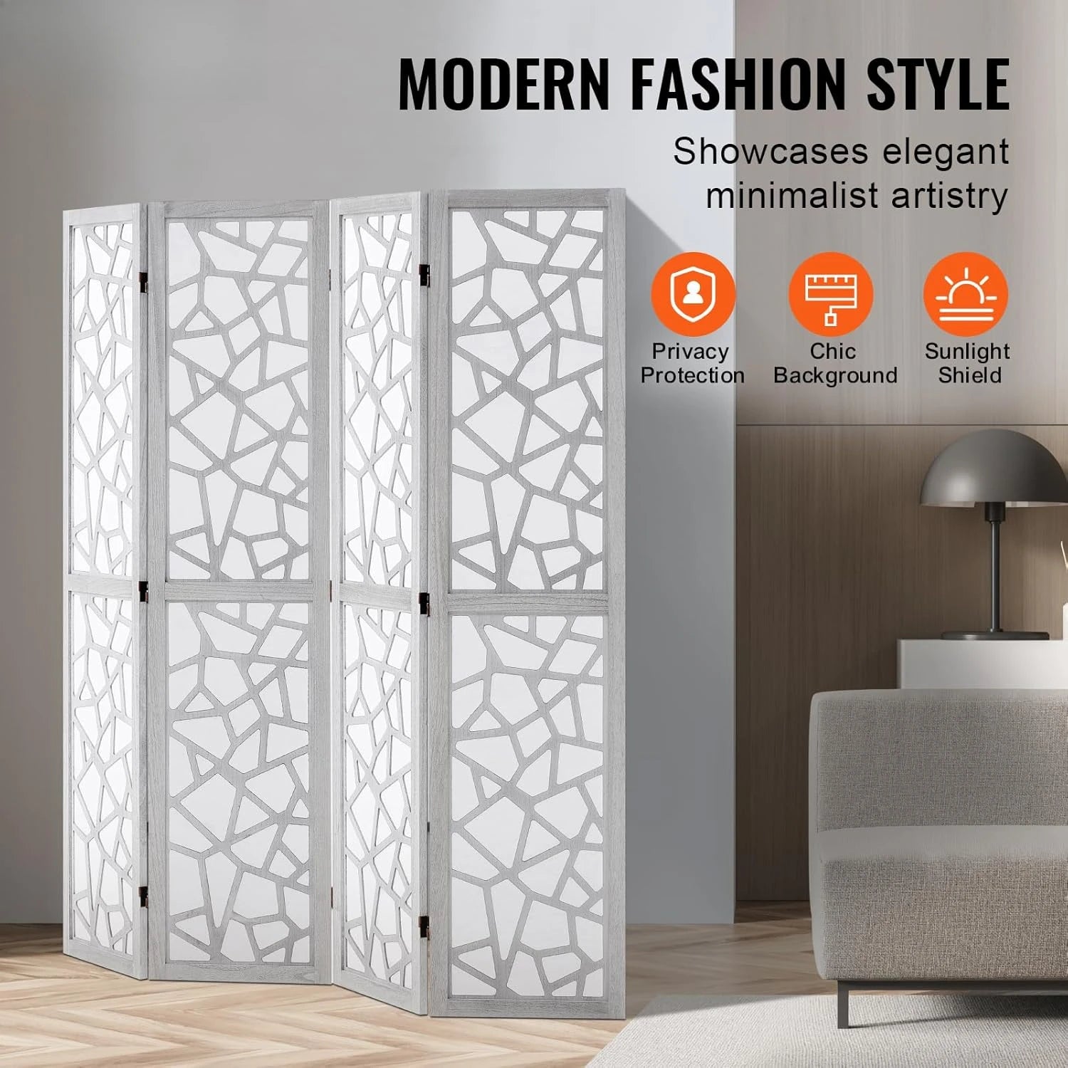 Wood Room Divider, 4 Panel Wood Folding Privacy Screen, 66.9 Inches Tall Indoor Carved Wooden Partition, Portable Decoration