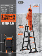 Multifunction Folding Ladder Aluminum Alloy Telescopic Ladder Thickened Herringbone Ladder Portable Lift Engineering Stairs