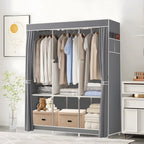 Space saving portable closet organizer, adjustable small space storage rack, easy to assemble, durable and versatile