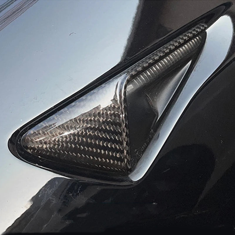 100% Real Carbon Fiber Side Camera Cover For Tesla Model Y Juniper 2025  Model 3 2017-2025 Leaf Board Sticker Accessories