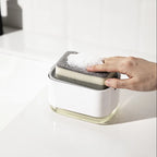 Manual Liquid Soap Dispenser Dish Soap Dispenser with Sponge Holder Press Type Cleaning Liquid Container Kitchen Accessories