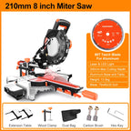 HASPOWER 8 Inch 210mm Sliding Miter Saw Single Bevel With Laser LED Light Electric Power Tool Cutting Machine