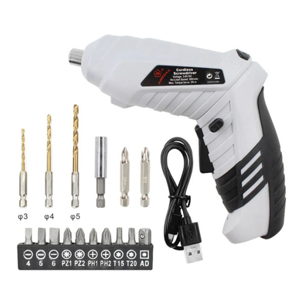 3.6V Electric Screw Driver Rechargeable Household Electric Drill LED Lighting Electric Power Screwdriver Set Portable Power Tool