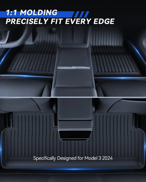 Floor Mats For Tesla Model 3 Highland 2025 All Weather Front Rear Cargo Liner Mat, Waterproof Anti-Slip Mats Accessories