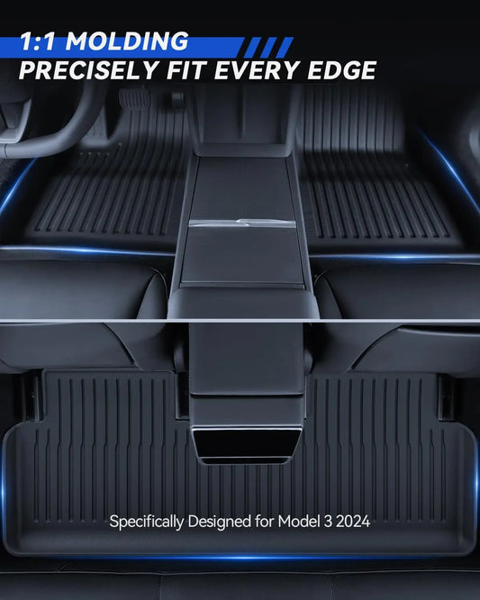 Floor Mats For Tesla Model 3 Highland 2025 All Weather Front Rear Cargo Liner Mat, Waterproof Anti-Slip Mats Accessories