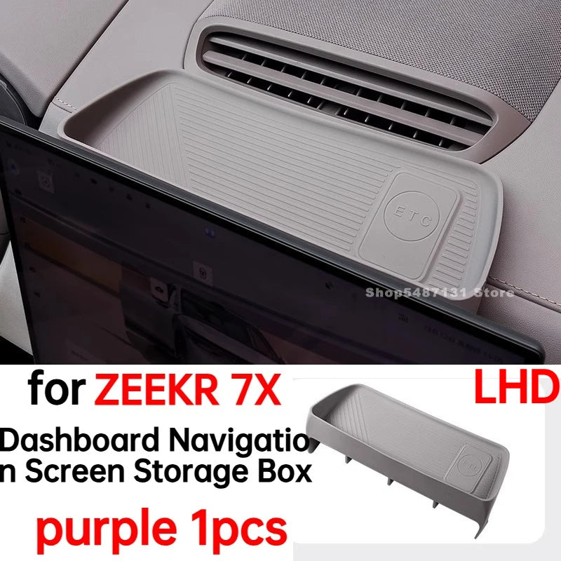 Car Dashboard Navigation Screen Storage Box for ZEEKR 7X Interior Accessories 2024 2025 for Left Hand Drive