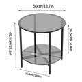 LUVODI Round Tempered Glass Coffee Table Living Room Sofa End Table with 2-tier Storage for Home, Office