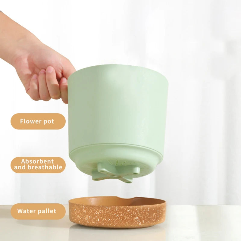 Self Watering Plant Pots Automatic Plastic Flowerpot Bottom Watering Planters with Saucer for Indoor Outdoor Plants Garden Decor