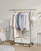 SONGMICS dresses stand on wheels, heavy-duty coat rack stand, extendable dresses Rod, up to 100 kg