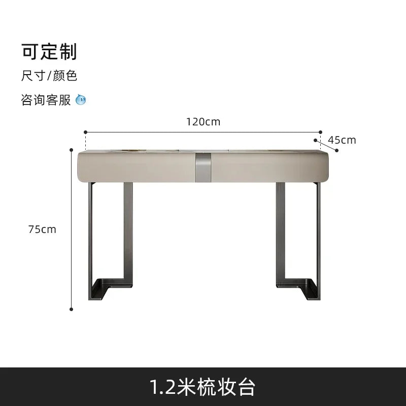 CC Italian minimalist dresser light luxury rock slab leather makeup table modern minimalist high-end sense