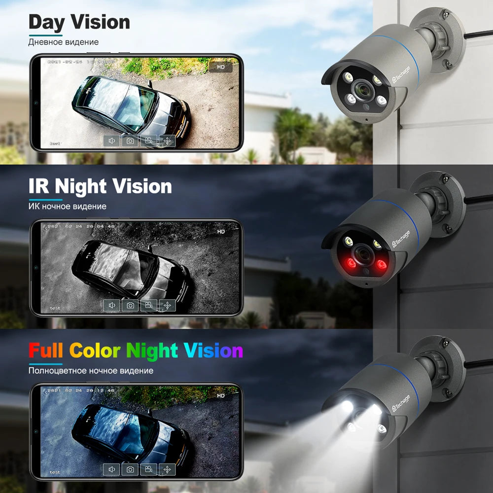 Techage H.265 4MP Two Way Audio POE IP Camera IP66 Waterproof Outdoor Video CCTV Security Surveillance Camera for POE NVR System