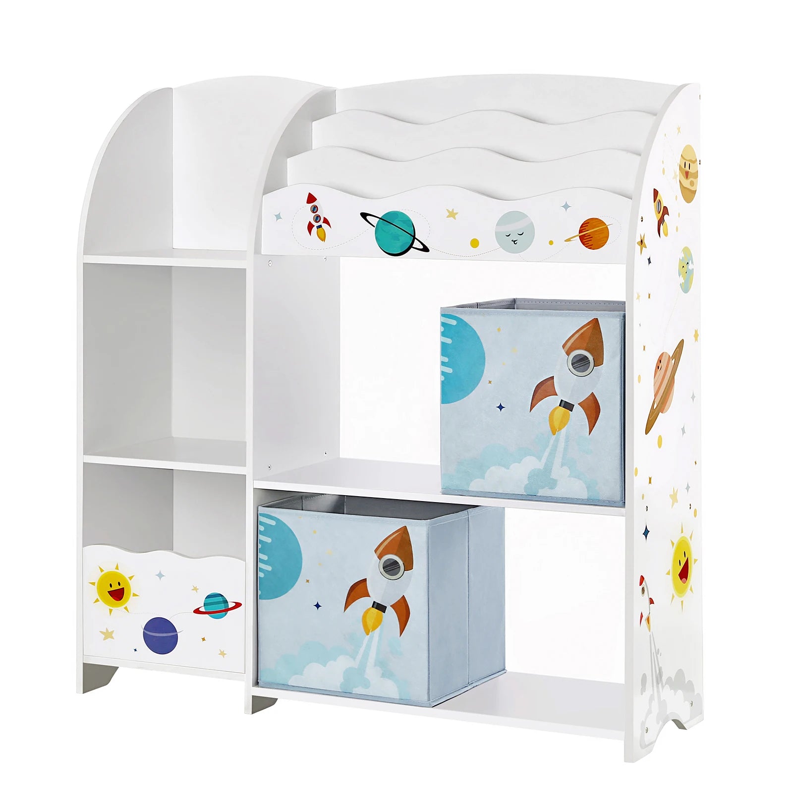 SONGMICS Toy and Book Storage Rack, Multifunctional Storage Furniture with 2 Drawers Fabric for Playroom