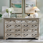 Farmhouse 9 Drawers Dresser for Bedroom, 54" Wide Wood Rustic Chest of Drawers with Natural Texture, Vintage Design, Storage