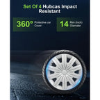 Hubcap Auto Tire Replacement Exterior Cap OEM Steel Wheel Hubcaps Wheel Cover Rim 14 Inch Hub Caps Universal Set of 4 PP Silver