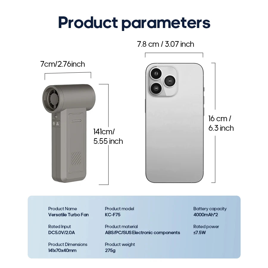 Kinscoter Powerful Air Blower 130000RPM Violent Turbo Fan 8000mAh Port