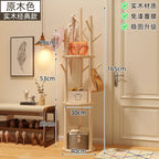 Rotating Wooden Coat Rack Durable Floor Standing Clothes Hanger Bedroom Clothes Rack Stand Space-Saving Storage Rack
