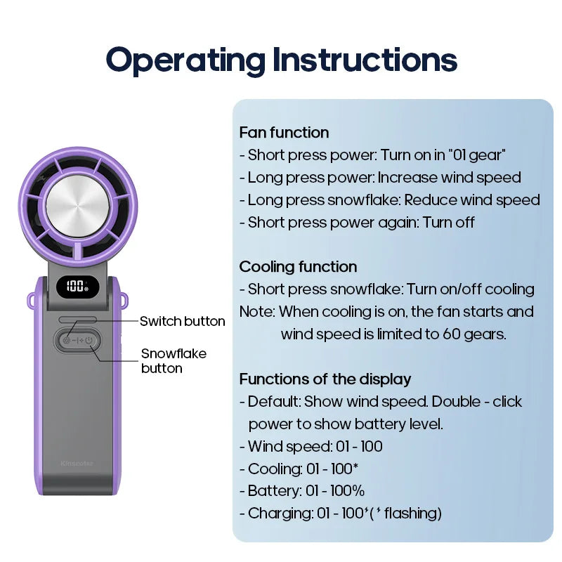 2025 New Outdoor Foldable Portable Handheld Fan Mini Cooling Rechargea