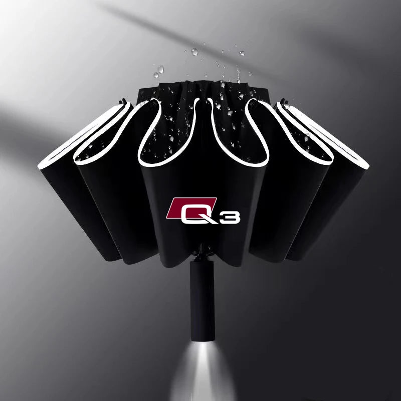 Car Umbrella With LED Flashlight Reflective Stripe Reverse Umbrella for audi sport RS A1 A3 A4 B7 B8 A5 A6 A7 A8 Q3 Q5 Q7 Q8 TT