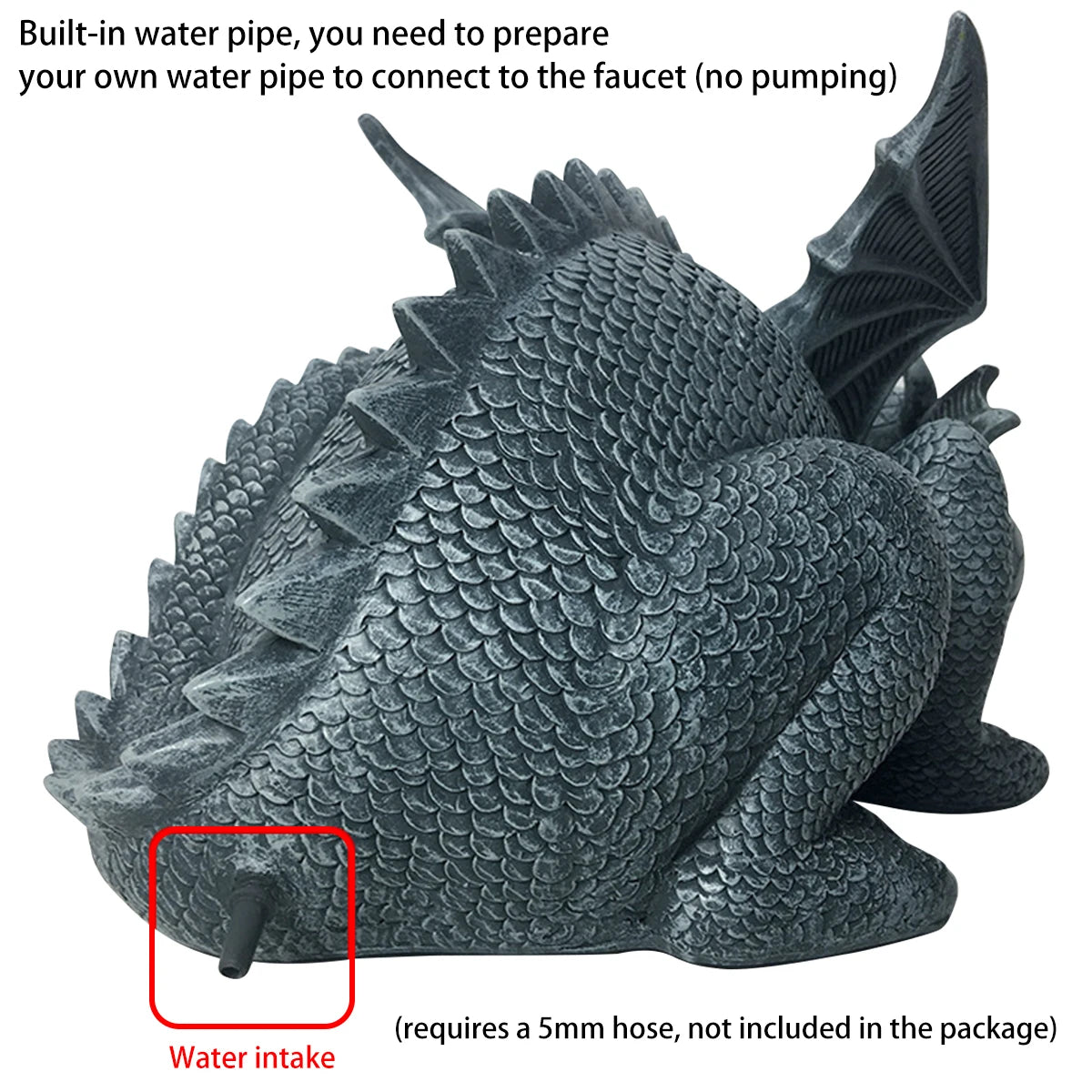 Garden Resin Statue Realistic Spouting Water Dragon Sculpture Decorations for Home Outdoor Courtyard Tabletop Decor Sculpture