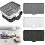 Kitchen Sink Sponge Holder Silicone Soap Dish Bar Soap Holder Self Draining Anti-slip Storage Rack Bathroom Kitchen Supplies