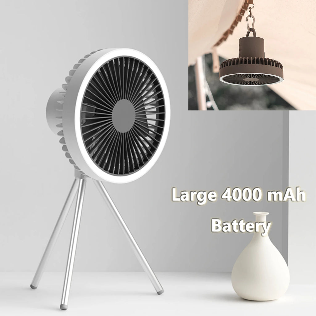 10000mAh Outdoor Camping Ventilator LED Licht Dreibein Tischventilator