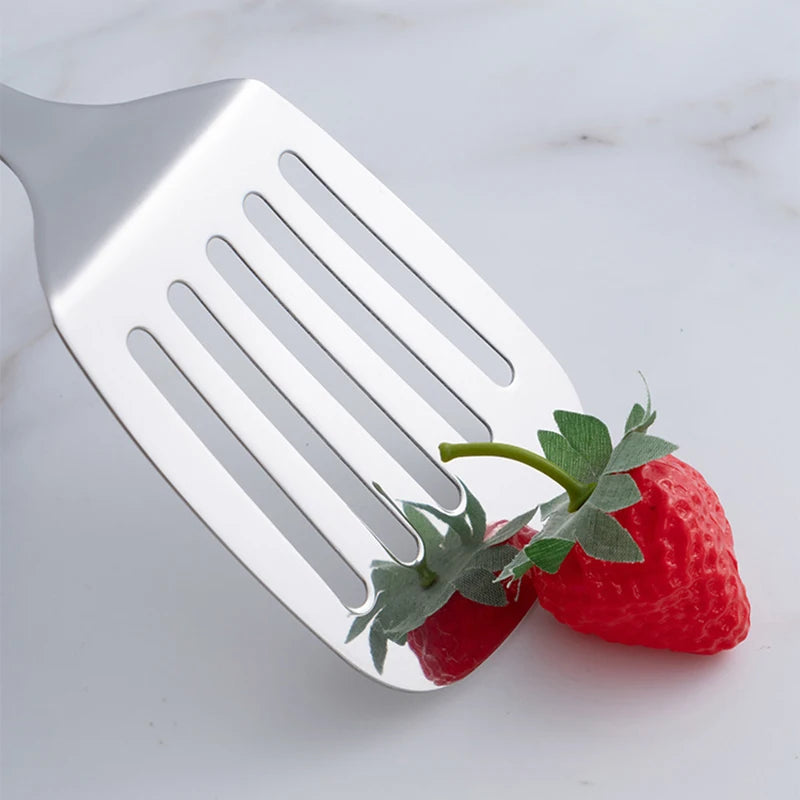 6Pcs Stainless Steel Kitchen Utensil Set with Ergonomic Handles, Heat-Resistant Spatula Turner Ladle Slotted Spoon for Cooking