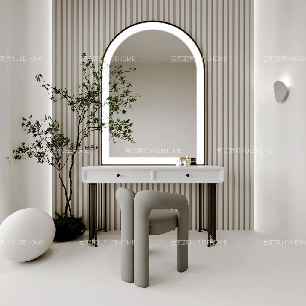 Girls Luxury Mirror Vanity Table Nordic Makeup Large White Makeup Desk Dressers Girl Drawers Light Penteadeira Bedroom Furniture