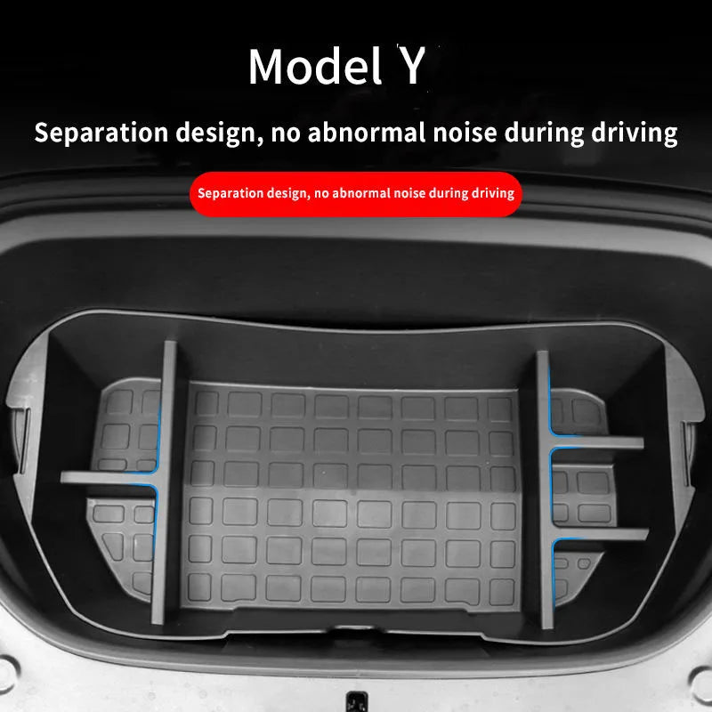 Front & Rear Trunk Storage Box For Tesla Model Y 2024 Double-Deck Luggage Frunk Organizer Box Dustproof Cargo Multi-functional