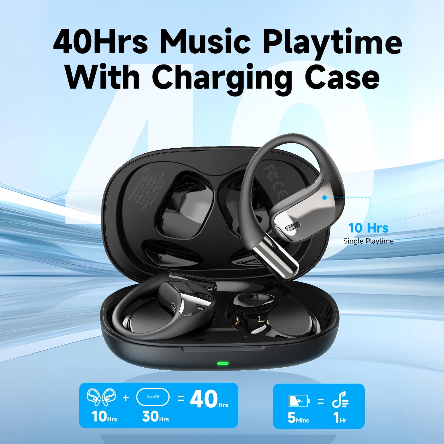 SuperEQ T44 Wireless Headphones OWS Bluetooth 5.3 Sports Noise Cancelling Headphones