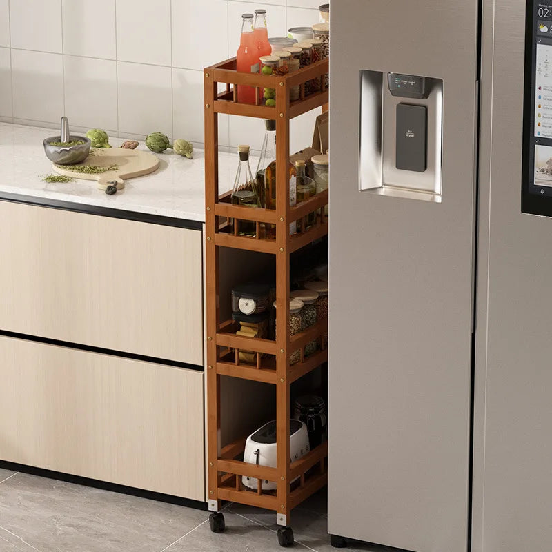 Kitchen multi-functional storage rack, crevice trolley, household living room mobile bathroom multi-layer floor-standing storage