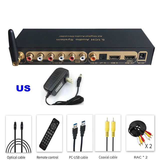 HD 5.1 Audio Converter Decoder DAC DTS AC3 FLAC PCUSB APE 4K*2K HDMI-compatible Extractor Converter Splitter Digital SPDIF ARC