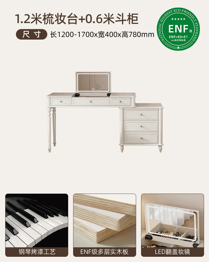 Solid wood dresser chest integrated bedroom cream wind high-end end bed