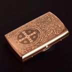 Retro Red Copper Brass Carved Cigarette Case for 12 Cigarettes Portable Tobacco Case Cigarette Holder Storage Box Smoking Tools