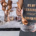 Cooking Tool Sets, Wooden Kitchen Spoons Toolset Wooden Cooking Utensils Spatula, Soup Ladle, Rice Scoop