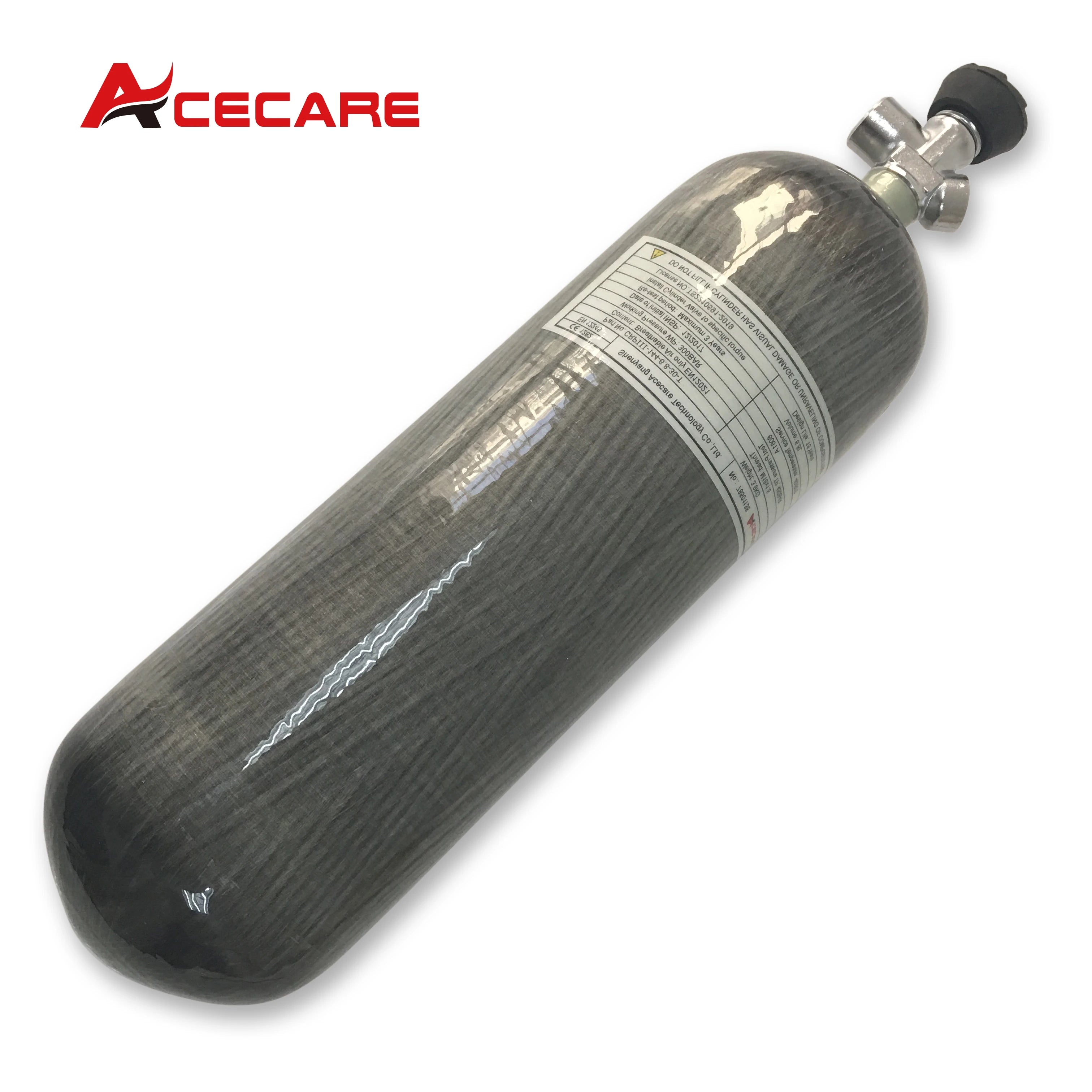 ACECARE 2L/3L/6.8L HPA Carbon Fiber Cylinder Scuba Tank Rebreather 4500Psi 300bar Valve M18*1.5 For Scuba Diving Fire Safety