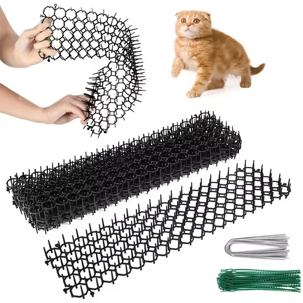 6/10Pcs Garden Prickle Strip Dig Stop Cat Repellent Deterrent Mat Anti-cat Prickle Strips Keep Cat Away Digging Climbing Spike