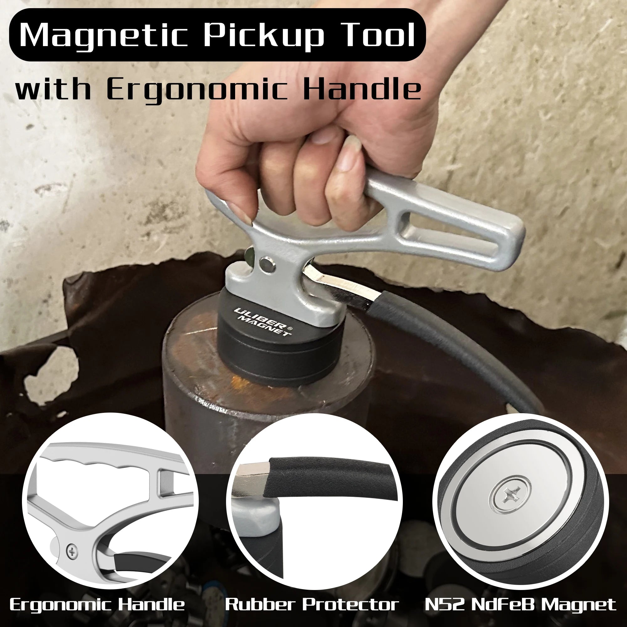 Heavy Duty Strong Magnetic Pickup Tool Lifting With Quick Release Portable Material Collector Ergonomic Handle for Iron Plate