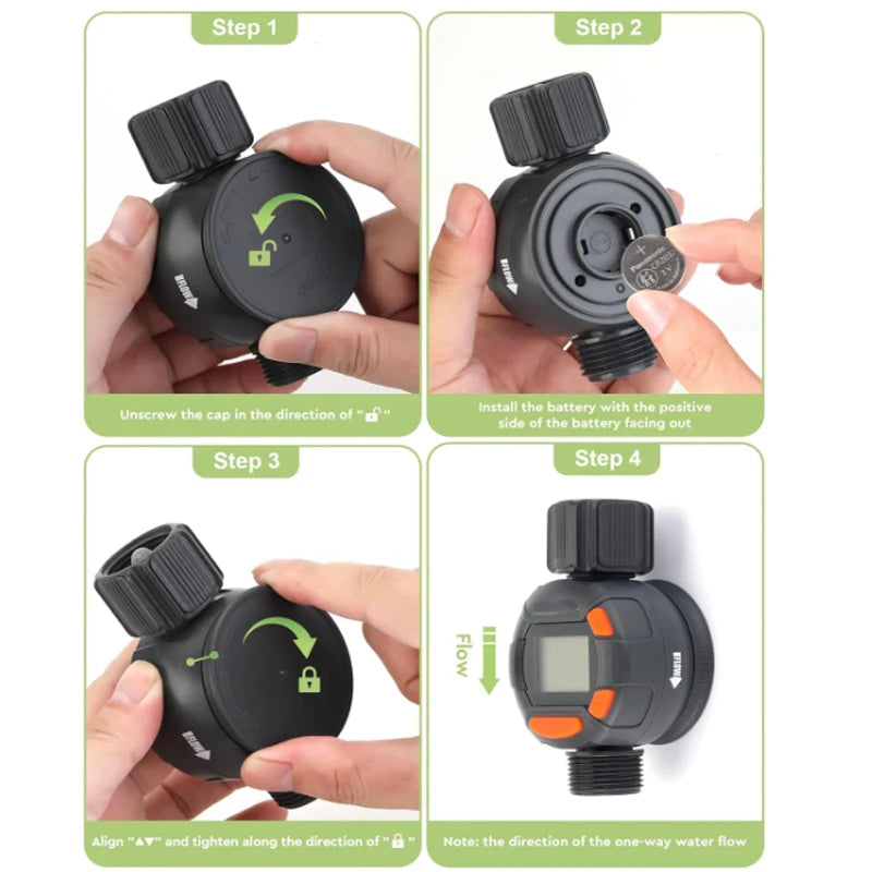 Digital Water Flow Meter Hose Water Meter for Outdoor Garden Hose, Measure Consumption and Water Flow Rate with Quick Connectors