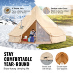SucceBuy Canvas Bell Tent 4 Seasons 3/4/5/6/7m Yurt Tent Canvas Tent for Camping with Stove Breathable Tent