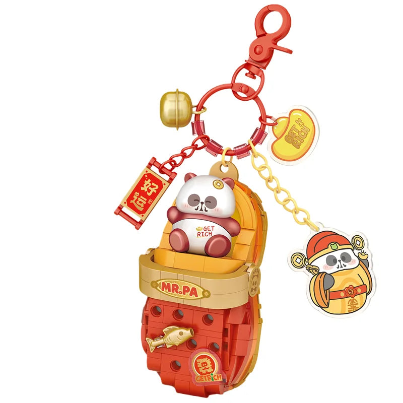 LOZ Panda Big Head Shoes Keychain Model Assembly Toy Home Creative Ornament Building Blocks Set Boys and Girls Birthday Gift