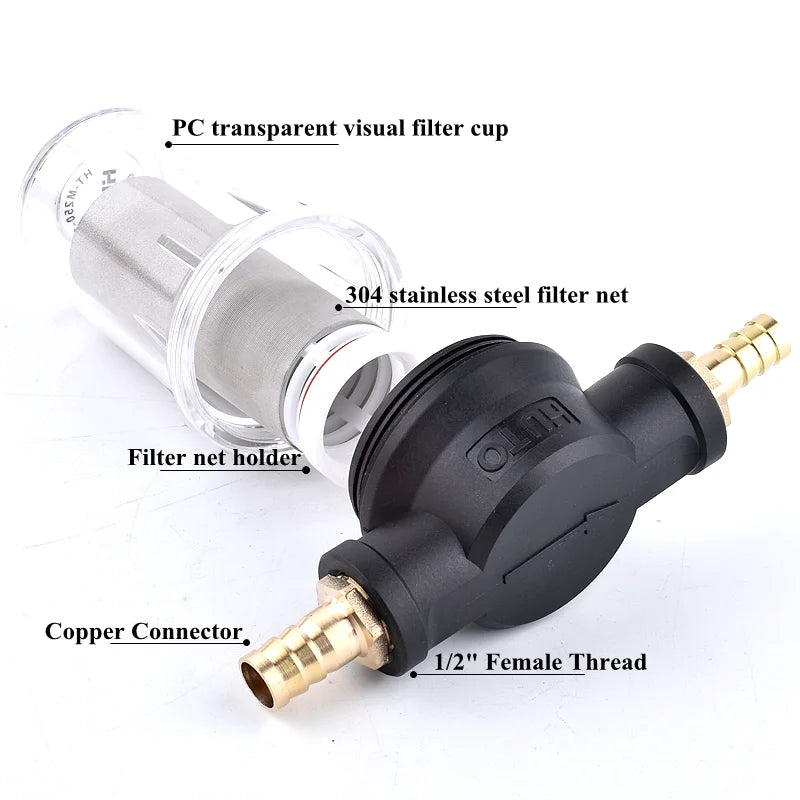 1/2" Garden Watering Hose Filter Agricultural Irrigation Impurity Prefilter Aquarium Water Pump Filter 80/250 Mesh Strainer Mesh